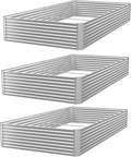 FRIZIONE 3pcs Galvanized Raised Garden Bed Outdoor,Above Ground Garden Bed for Vegetable,Metal Raised Beds for Flower,Steel Raised Beds for Gardening - 36x18 inch