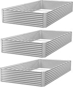 FRIZIONE 3pcs Galvanized Raised Garden Bed Outdoor,Above Ground Garden Bed for Vegetable,Metal Raised Beds for Flower,Steel Raised Beds for Gardening - 36x18 inch
