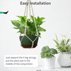 USLAI Macrame Plant Hanger Indoor Outdoor, Fits 4 to 15 Inch Pots, Strong Hanging Planter Holder, Boho Home Decor, 35 Inch, Ivory, Set of 3 (POTS NOT Included)