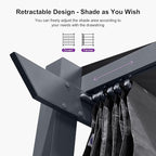 PURPLE LEAF 10' x 10' Aluminum Outdoor Pergola Modern Grape Trellis Retractable Pergola with Double Sun Shade Canopy Metal Pergola with Light for Patios Backyard Deck Garden, Grey