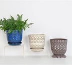 Gepege 6 Inch Blue Ceramic Planter, Plant Pot with Drainage Holes and Saucers for Indoor Plants, Birthday for Women Mom