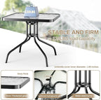 TLSUNNY Patio Dining Set 5 Pieces, All Weather Outdoor Furniture W/30"X 30" Table and 4 Stackable Textilene Chairs, Metal Table and Chairs for Lawn, Garden, Poolside, Backyard (Umbrella not Included)