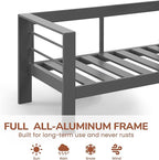Solaste Outdoor Couch Aluminum Patio Furniture Sofa, 3-Seat All-Weather Metal Outdoor Patio Furniture with Cushions,Dark Grey