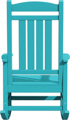 KINGYES HDPE Outdoor Rocking Chair Set of 4, All-Weather Poly Patio Rocking Chairs with 330lbs Support for Adults, Aruba Blue