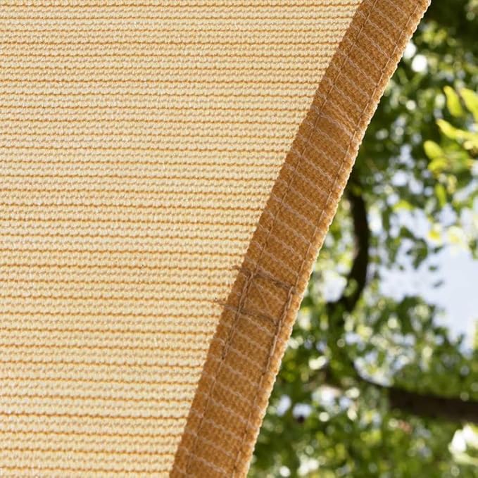 Amgo Custom Size 9' x 9' x 9' Sand Beige Triangle Sun Shade Sail UPF50+ AGTAPRT12, Order to Make Canopy Awning, 95% UV Blockage, Water & Air Permeable, Commercial Standard (We Customize)