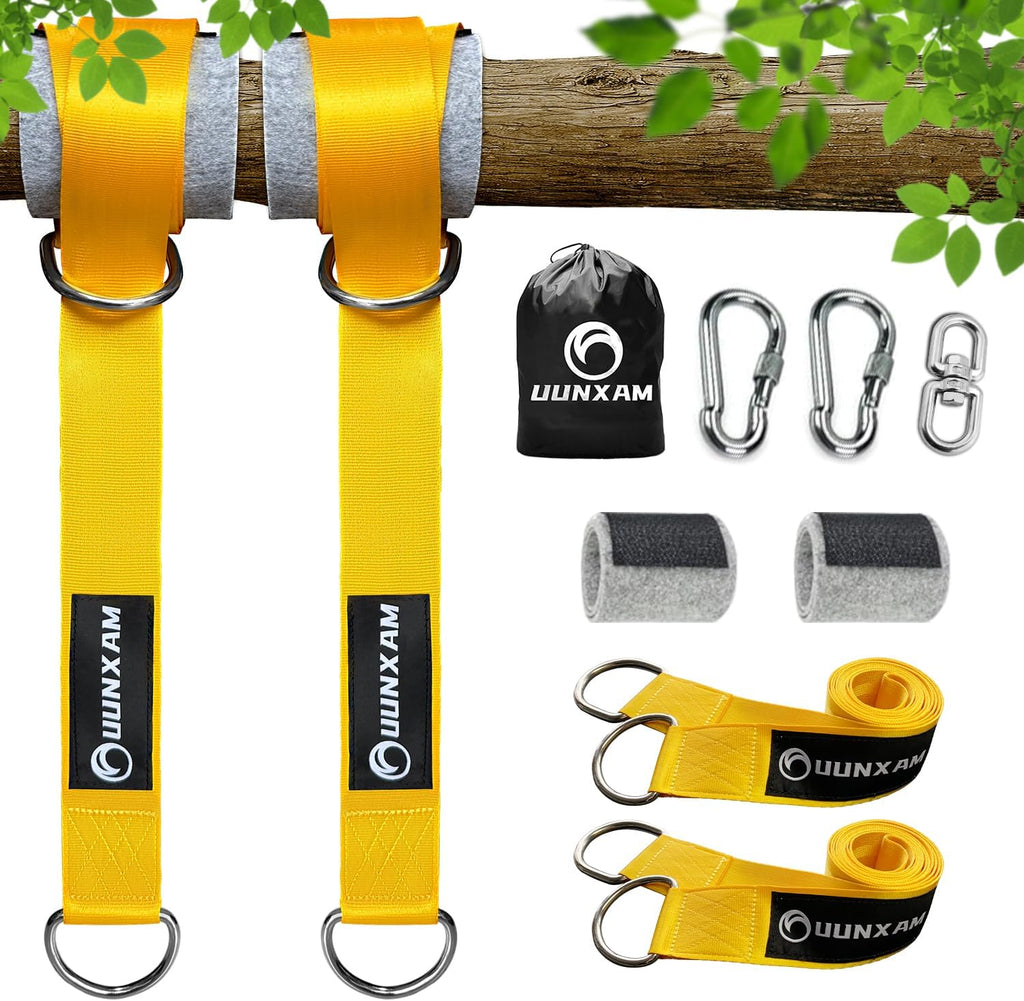 Tree Swing Hanging Kit-6.8ft Long Straps with Two Lock Carabiners&Tree Protectors,Tree Swing Straps Holds 5000 Lbs Breaking Strength-Easy&Fast Installation for All Types of Swings&Hammock