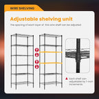 BestOffice Adjustable Wire Shelving Storage Shelves Heavy Duty Shelving Unit for Small Places Kitchen Garage (Black, 13 D x 23 W x 59 H)