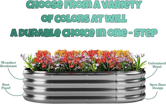Galvanized Metal Planter Round Raised Garden Bed Kit for Gardening Outdoor Garden Box Raised Flower Bed 1PC Gold 6X3X2FT