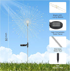 Garden Decor Solar Lights Outdoor,155LED 8 lighting modes pole light Waterproof Warm White Solar Garden Lights for Christmas, Halloween Decoration,Yard, Patio, Porch,Flower Pot,Pathway (2Pack)