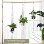 6 Pcs Boho Macrame Plant Hanger with Small Plastic Pot Hanging Plant Holder Wall Planter Propagation Station Include Hooks Kit for Indoor Home Garden Office Decor 3 Size (White)