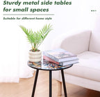 Party Zealot Metal Mosaic Round Side Tables Set of Two 13.4" Small Outdoor Patio Round Accent Coffee Tables Indoor Corner Stand for Small Spaces Weather-Resistant for Balcony Plant Stand