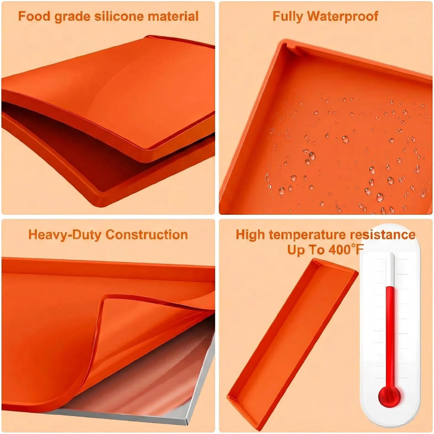 BANGIE 36" Silicone Griddle Mat for Blackstone Accessories - Anti-Warping & UV-Resistant Full-Wrap Cover for 4-Burner Flat Top Grill, Prevents Condensation Rust (Orange)