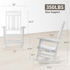 LUE BONA Outdoor Rocking Chairs Set of 2, Weather Resistant HDPS Poly Rocker Chairs, 350lb Heavy Duty, Oversized Porch Rocker for Adult, High Back Smooth Rocking Chair for Outdoor & Indoor, White