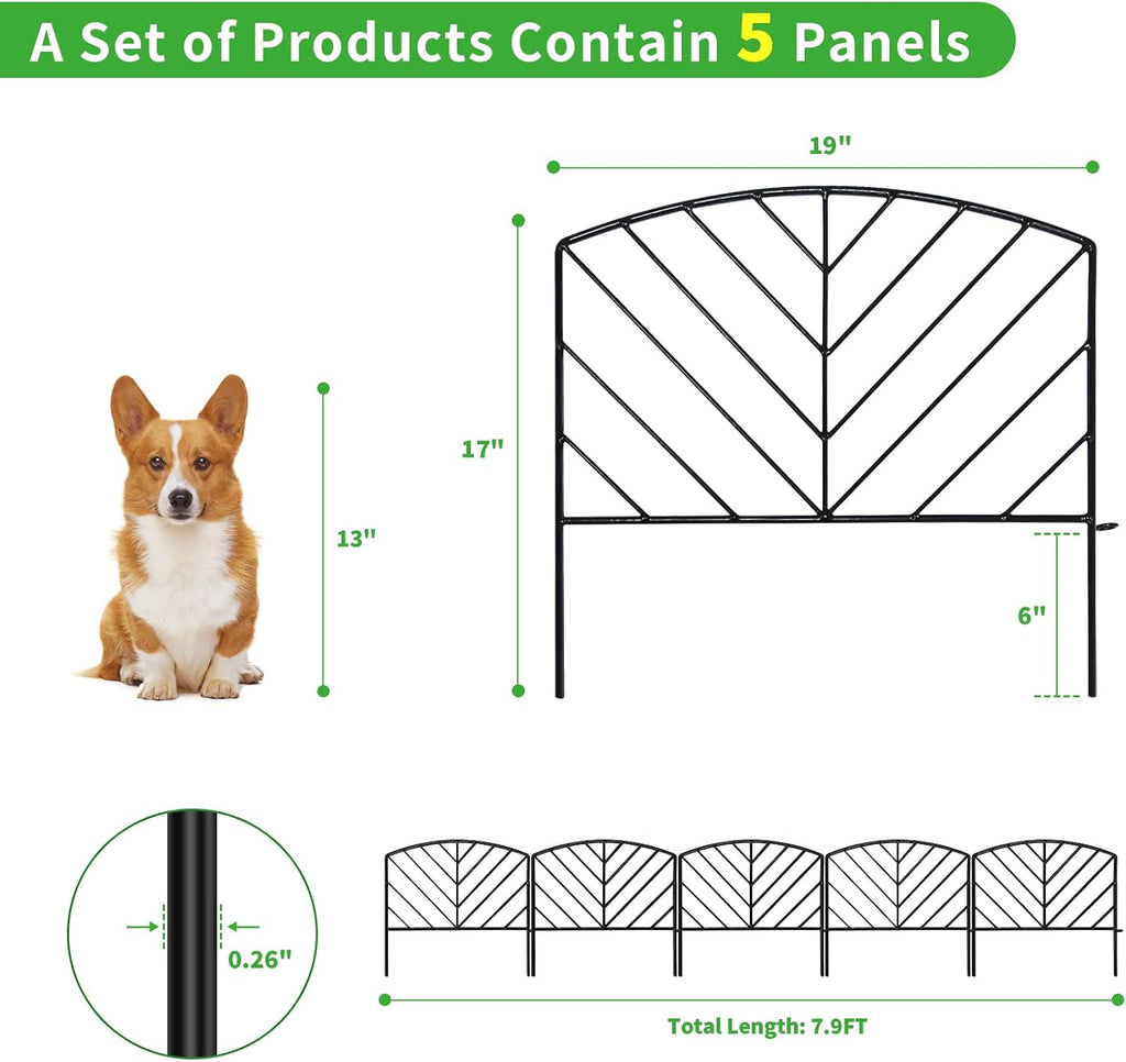 decorative fence 17in x 7.9ft garden metal fence shown in use