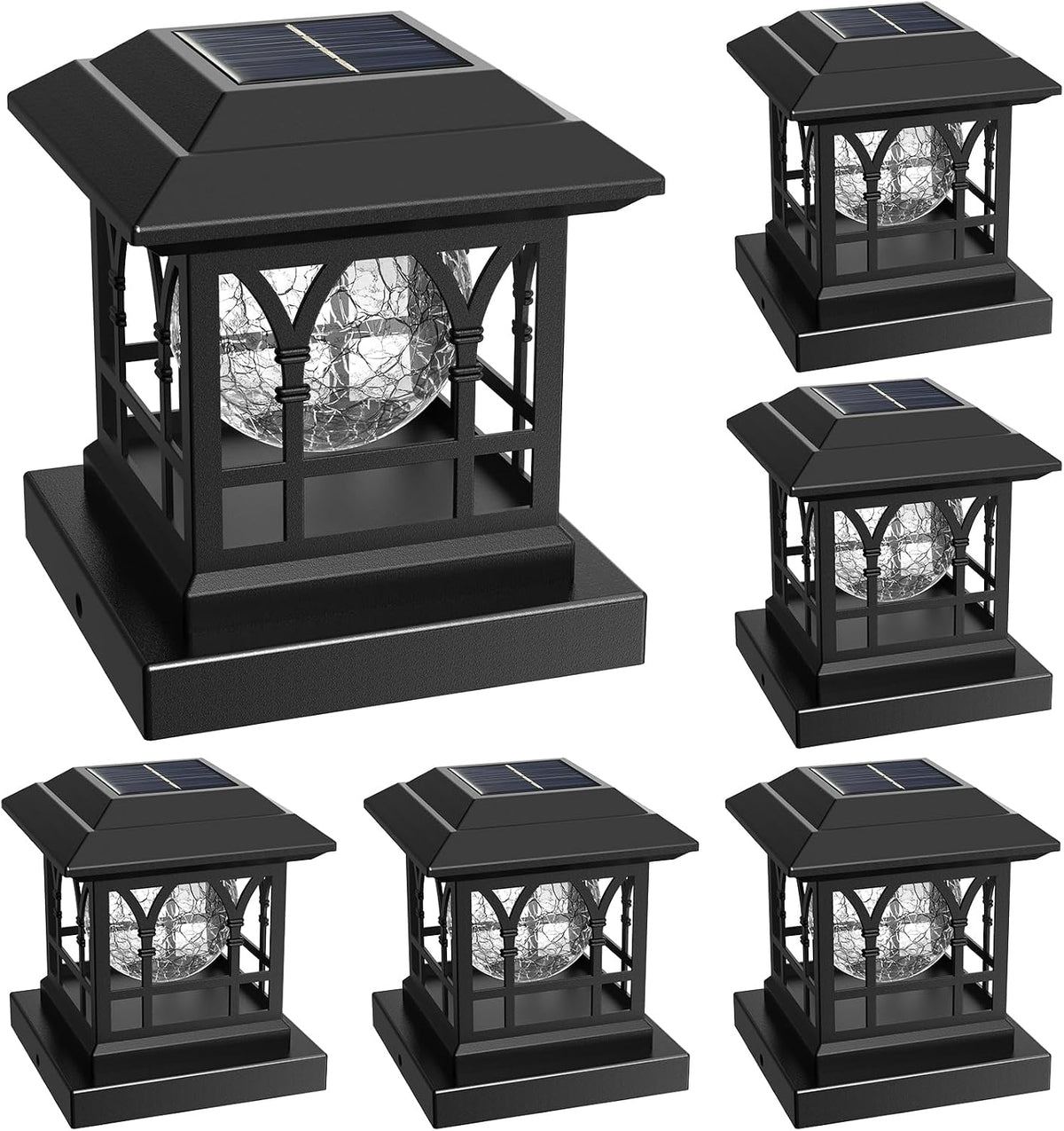 4x4 post solar lights crackle glass solar post, main product view