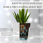 6-Pack 7 Inch Square Planters - Heavy Duty White Pots for Indoor Plants, Plastic Flower Pots with Built-in Drainage Tray & Stopper, Matte Modern Garden Planter, BPA-Free for Herbs & Succulents