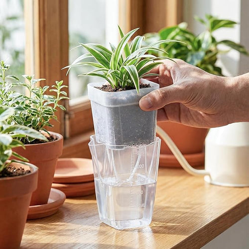 2.5 Inch Mini Self Watering Pots for Indoor Plants, 15 Pack Semi Hydroponic Pots, Small Clear Plastic Planters, Drainage Hole, Water Level Indicator, African Violets, Alocasia, Cutting, Seeding