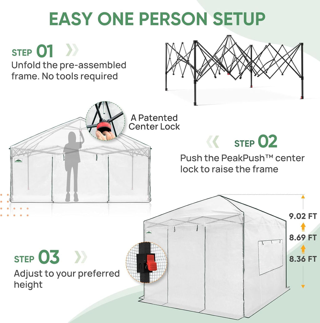 eagle peak 10x10 portable walk-in greenhouse, pop-up indoor on a desk or shelf