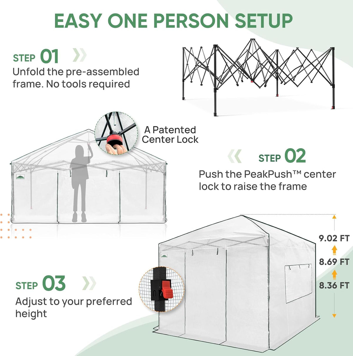 eagle peak 10x10 portable walk-in greenhouse, pop-up indoor on a desk or shelf