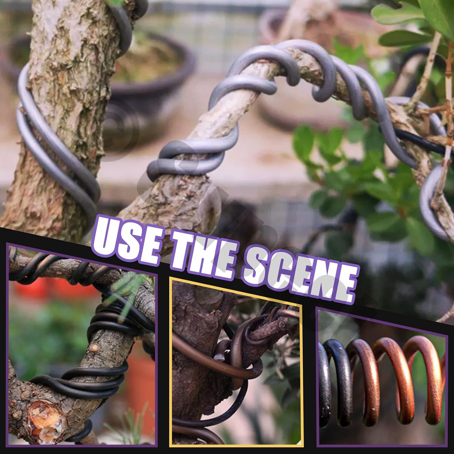 Swpeet 5Pcs 4 Sizes 1/1.5/2/ 3 mm Bonsai Training Wire 164 Feet Total with Wire Cutter, Aluminum Wire Bonsai Tool Kit, Bonsai Accessories for Bonsai Trees Indoor Garden DIY Tools