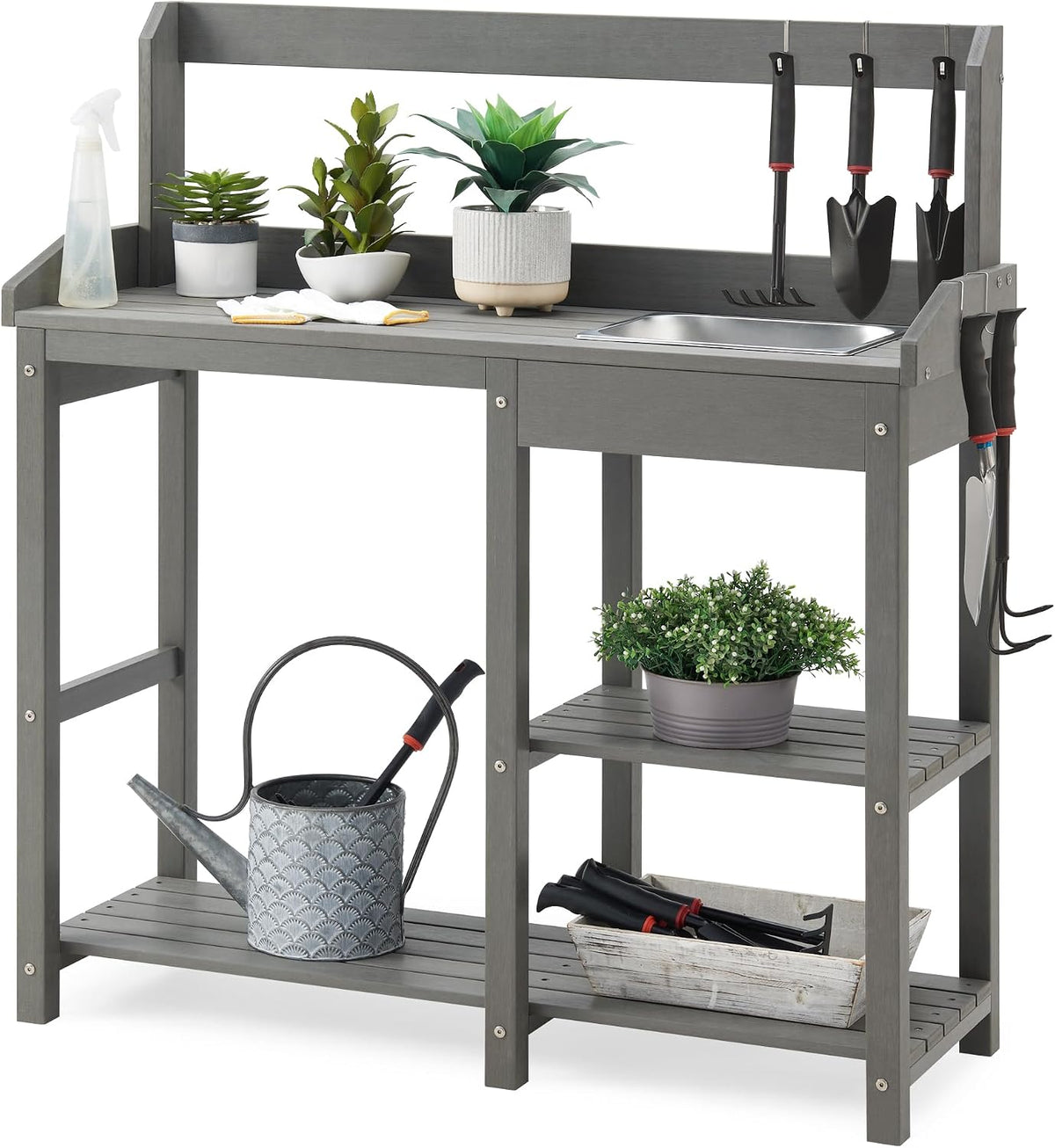 psilvam outdoor potting bench table with sink for, main product view