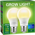 Grow Light Bulbs, LED Grow Light Bulb A19 Bulb, Full Spectrum | Grow Light Bulb, Plant Light Bulbs E26 Base, 11W Grow Bulb 100W Equivalent,Grow Light for Indoor Plants,Seed Starting, 2Pack