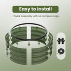 ZXZYHFTY Round Galvanized Raised Garden Bed kit,Green Outdoor Garden Raised Planter Box, Round Large Metal Raised Garden Beds for Vegetable 2 * 2 * 1ft 3 Pcs
