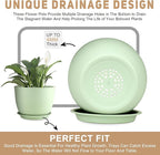 Plant Pots 12/10/9 inch Set of 3, Flower Pots with Multi Mesh Drainage Holes, Large Planters for Indoor Outdoor Garden Plants and Flowers. (Green)