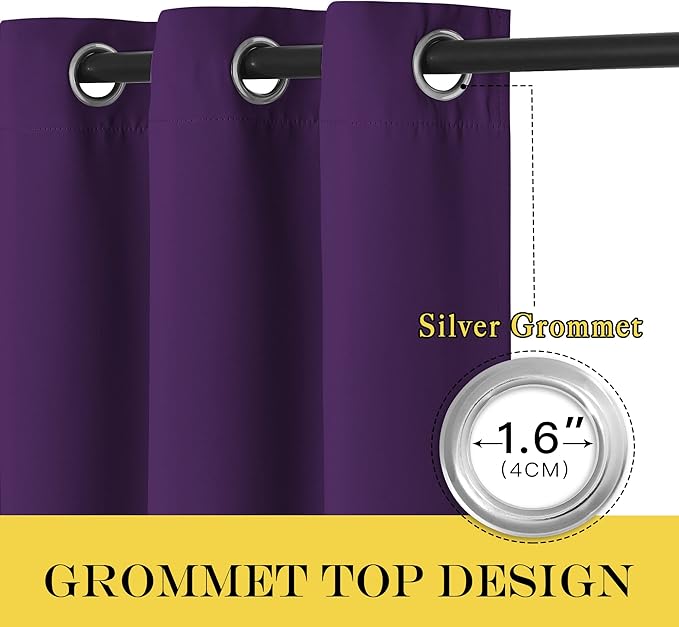 NICETOWN Patio Door Curtain Sound Blocking, Bedroom Privacy Room Divider Curtain, Thermal Insulated Blackout Closet Sliding Door Shade (1 Panel, 100" Wide x 120" Long, Royal Purple)