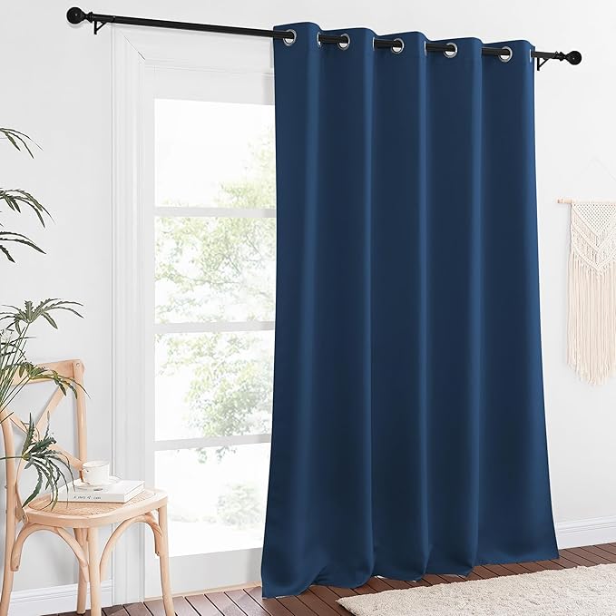 NICETOWN Blackout Curtains 84 Inch Length, Thermal Insulated Curtains for Bedroom Grommet Energy Saving Room Darkening Drapes for Living Room Window, 1 Panel, Moroccan Blue, 66" W x 102" L