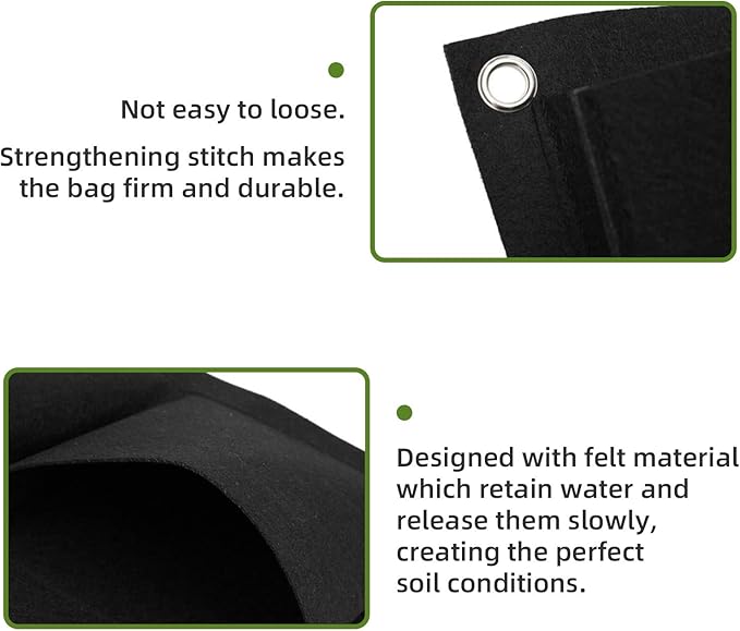 Hanging Planting Grow Bags, 12 Pockets Hanging Vertical Wall Planter Wall Mounted Grow Bag Outdoor Indoor Gardening Vertical Greening Flower Container, Planting Bags Storage Bags(0.6 m × 0.8 m, Black)