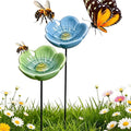 2pack Bee Watering Station,4.1x4.1x27cm Ceramic Bird Waterer Feeding Bow,Weather Resistant Easy Install,Bee Baths Feeder Bowl - for Garden Patio Yard Backyard Porches Courtyard Balconies Farmhouse