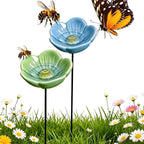 2pack Bee Watering Station,4.1x4.1x27cm Ceramic Bird Waterer Feeding Bow,Weather Resistant Easy Install,Bee Baths Feeder Bowl - for Garden Patio Yard Backyard Porches Courtyard Balconies Farmhouse