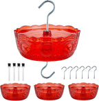 Ant Moat for Hummingbird Feeders, 6 OZ, 4 Pack, Red | Vintage Ant Guard Bowl, Hanging Feeder Accessory, Outdoor Nectar Protector