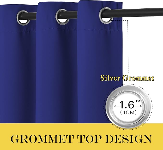 NICETOWN Blackout Curtains 120 inch Length for Sliding Glass Door, Grommet Thermal Insulated Room Darkening Sound Reducing Drapes for Room Divider, 1 Panel, W52 x L120, Navy Blue