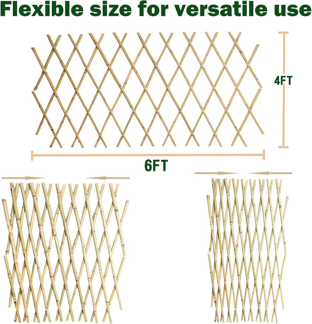 jollybower 48x72 inch expandable bamboo trellis, garden lattice, front angle view