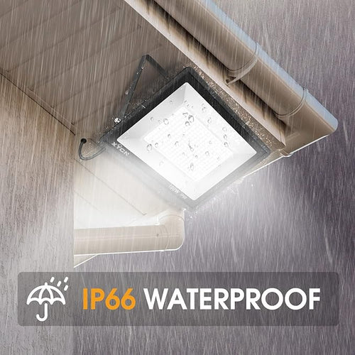 4 Pack 100W LED Flood Light, IP66 Waterproof Outside Flood Light, 12500LM Super Bright Outdoor Security Lights, 5000K Daylight White Floodlight for Yard Garden Playground Basketball Court Patio