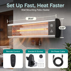 serenelife infrared patio heater, wall-mounted electric heater with, front angle view