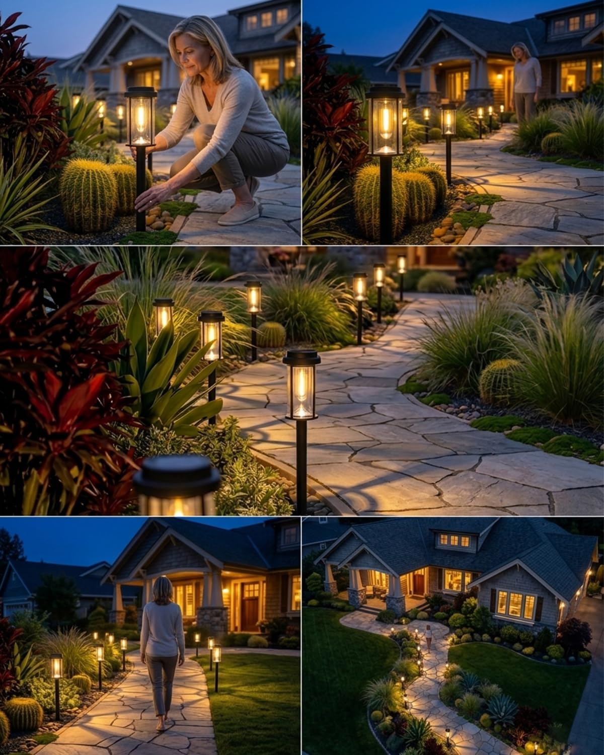 DERAYSION Solar Lights Outdoor, 8 Pack Upgraded Solar Pathway Lights, LED Solar Garden Lights, Waterproof Outdoor Solar Lights for Path, Driveway, Walkway Yard Decor - Warm White