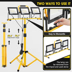 21000Lumen LED Work Lights with Stand - 3 Head Portable Work Light with 16FT Cord - IP66 Waterproof Tripod Worklights for Outdoor Indoor Job Site Workshop Garage Construction Site Lighting