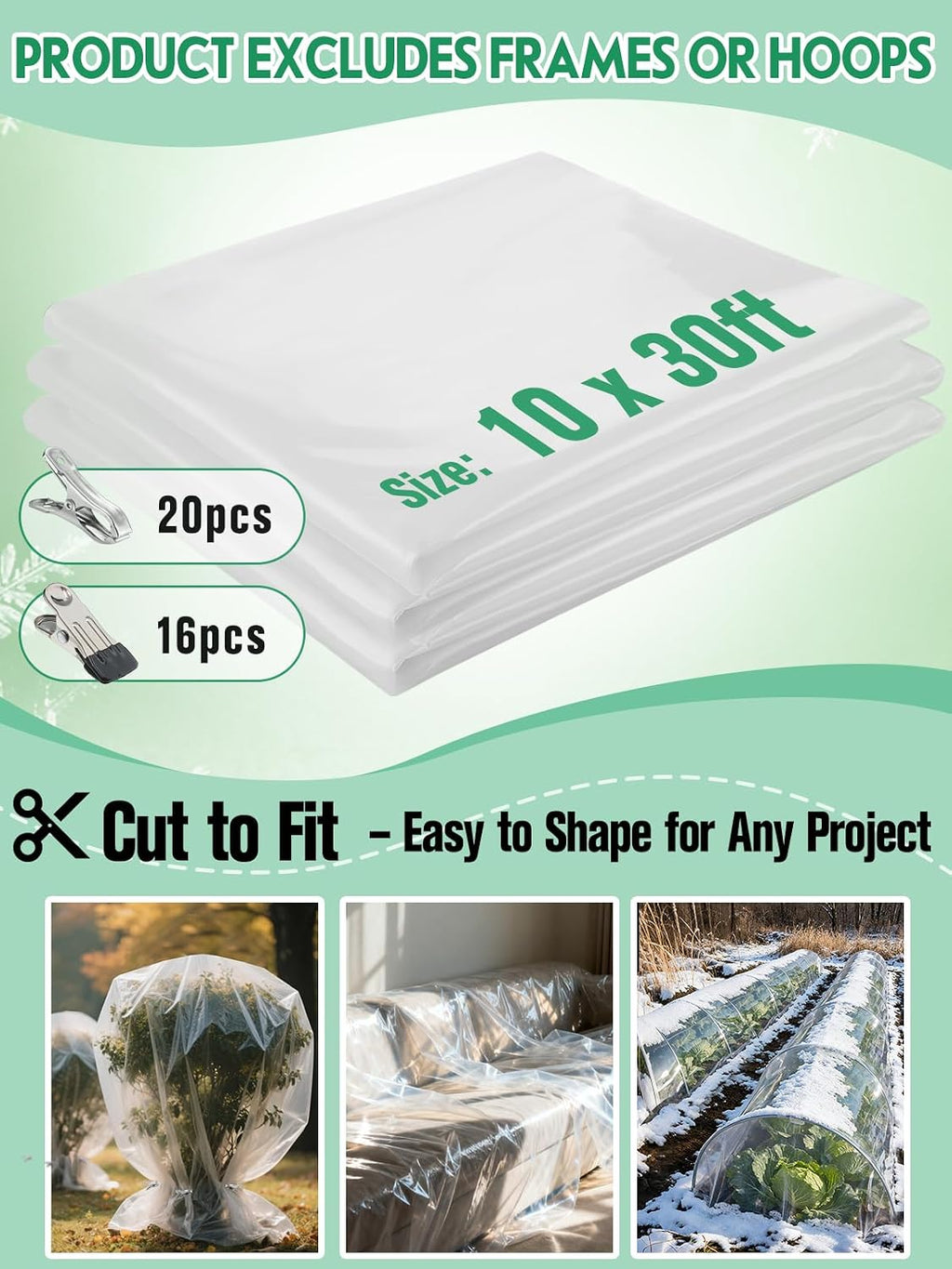 alphatool 10 x 30ft plant covers freeze protection showing dimensions