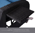 Grand patio Outdoor Reclining Chairs with Extended Footrest 2-Piece Adjustable Patio Wicker Lounge Recliner up to 150° with Flip Side Table Peacock Blue