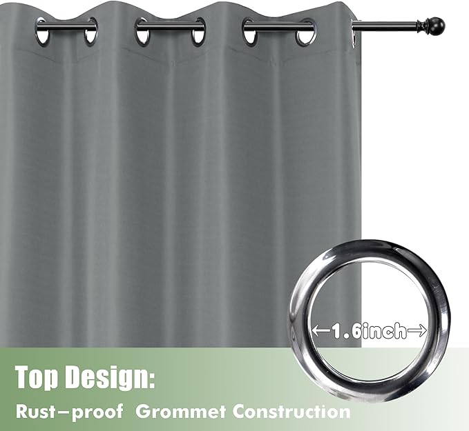 HolidayIdeas Outdoor Curtains for Patio Waterproof, 6 Panels - 54x95 Inches - Weatherproof Privacy Outsides Curtains for Cabana Porch Pergola, Sunlight & UV Blocking (Grey, Grommet Top)