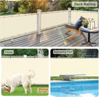 LOVE STORY Custom Size 3'x29' Butter Cream Balcony Privacy Screen,UV Block Privacy Fence Screen,90% Shield for Outdoor Pool Garden Apartment Railing