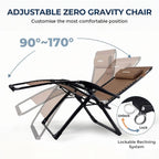 33 Inch XXL Oversized Zero Gravity Chair, Support 500 LBS, Brown | Heavy Duty Zero Gravity Lounge Chair Outdoor, Indoor Recliner Chairs w/Removable Cushion, Footrest, Headrest & Cup Holder