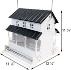 Woodlink Steel Hanging Mount Backyard Farmhouse Squirrel Resistant Wild Bird House Feeder with 10.5 Quarts Seed Feeding Capacity, Black and White