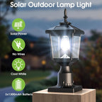 Solar Post Light Outdoor, 60 Lumens Dusk to Dawn Lamp Post Light, | Solar Powered & Waterproof, Fits 6x6 Wooden Posts, 3 Inch Poles, for Garden, Pathway, Driveway, Fence & Yard（Cool White）