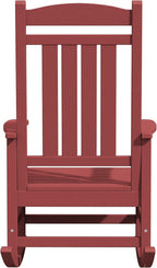 KINGYES HDPE Outdoor Rocking Chair Set of 4, All-Weather Poly Patio Rocking Chairs with 330lbs Support for Adults, Dark Red