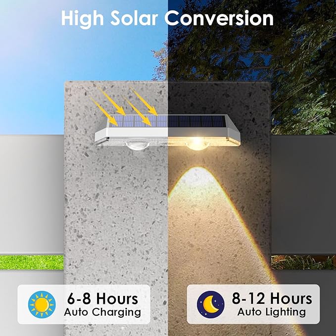 2 Pack Solar Fence Lights - 2PK Solar Outdoor Light Warm White/Daylight White/Cold White 3 Mode Deck Lights for Outside, Deck Fences, Stair Railings, Pools and Walls