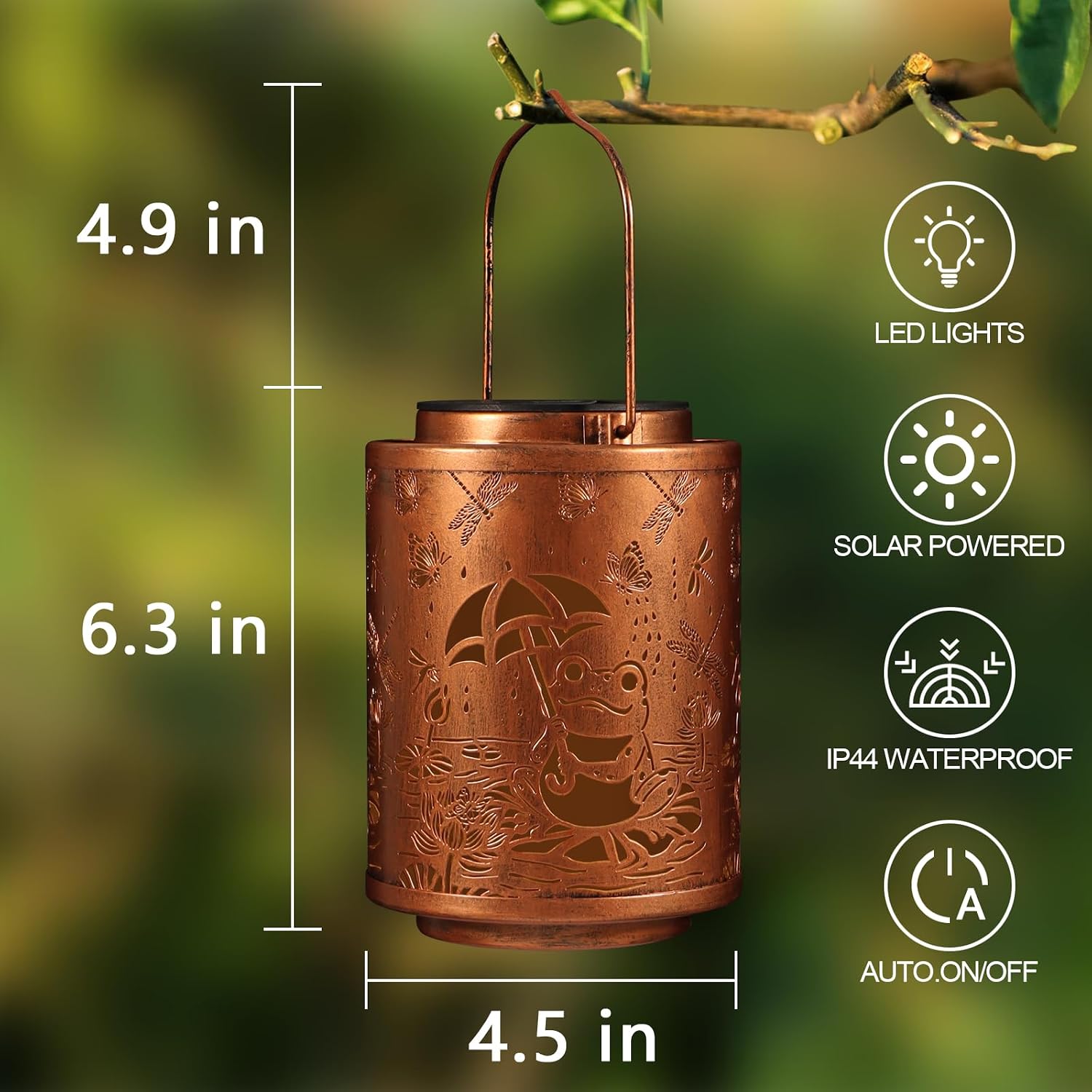 Frogs Solar Lanterns Metal Hanging Garden Decor Birthday Gifts for Women | Solar Lights Waterproof Outdoor Decoration for Outside LED Lanterns for Yard Patio Lawn Gifts for Mon Grandma